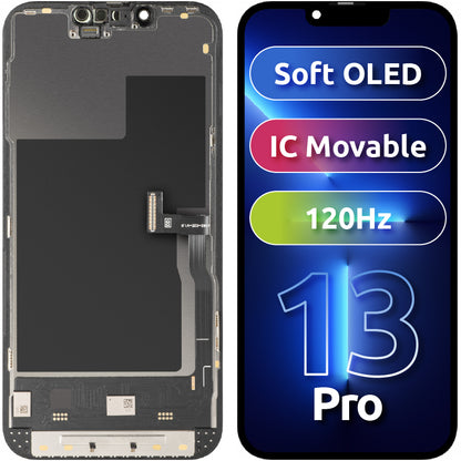 Display sa Touchscreen MP kompatibilan sa Apple iPhone 13 Pro, sa Ramom, Soft OLED IC Movable verzija 120Hz FHD, Crni