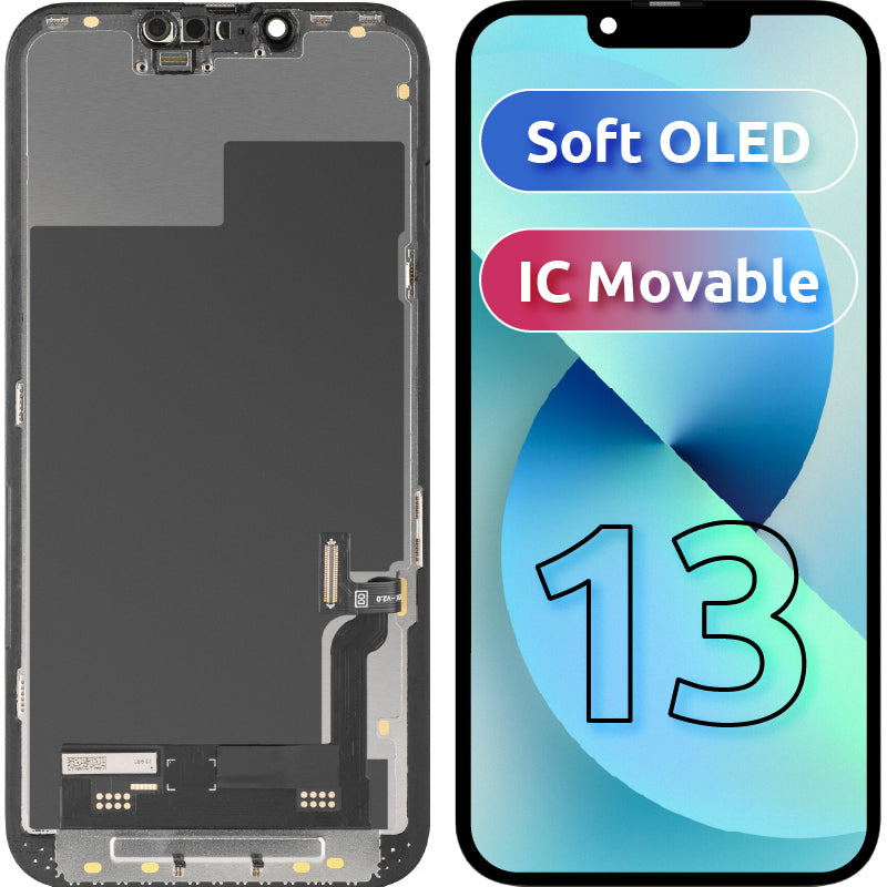 Display sa Touchscreen MP kompatibilan sa Apple iPhone 13, sa Ramom, Soft OLED IC Movable FHD verzija, Crni