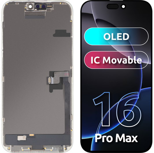 Display sa Touchscreen MP kompatibilan sa Apple iPhone 16 Pro Max, sa Ramom, OLED FHD IC Movable verzija, Crni