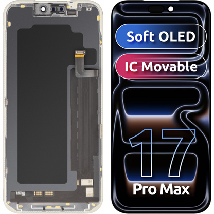 Ekran sa Touchscreen MP kompatibilan sa Apple iPhone 17 Pro Max, sa Ramom, Verzija Soft OLED FHD IC Movable, Crna
