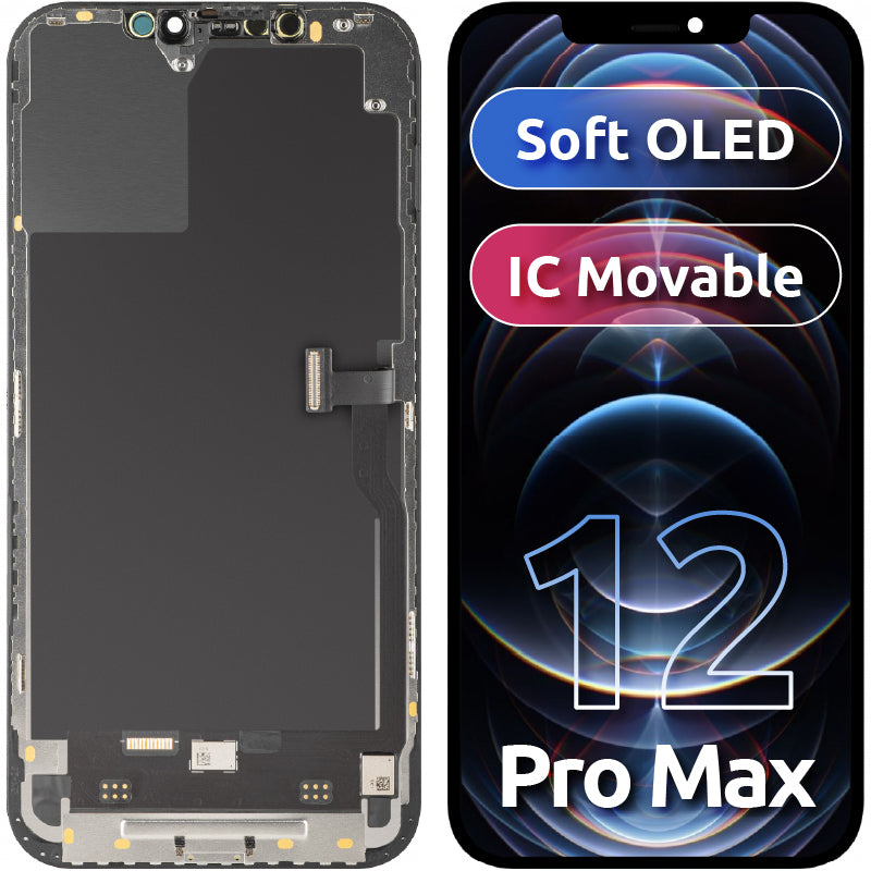 Display sa Touchscreen MP kompatibilan sa Apple iPhone 12 Pro Max, sa Ramom, Soft OLED IC Movable FHD verzija, Crni