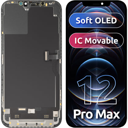 Display sa Touchscreen MP kompatibilan sa Apple iPhone 12 Pro Max, sa Ramom, Soft OLED IC Movable FHD verzija, Crni