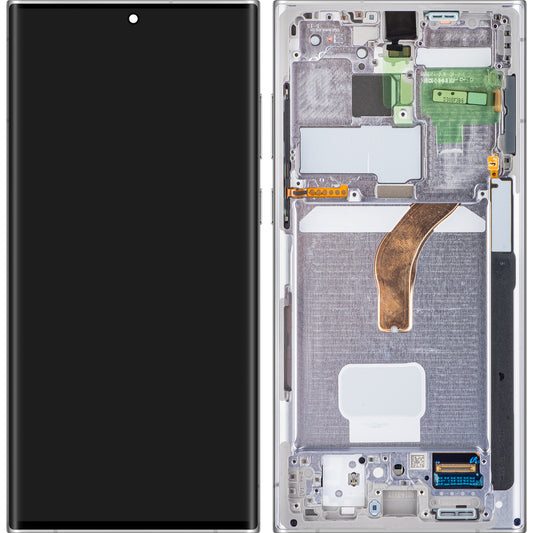 Zaslon s dodirnim ekranom Samsung Galaxy S22 Ultra 5G S908, s okvirom, bijeli, paket za servis GH82-27488C