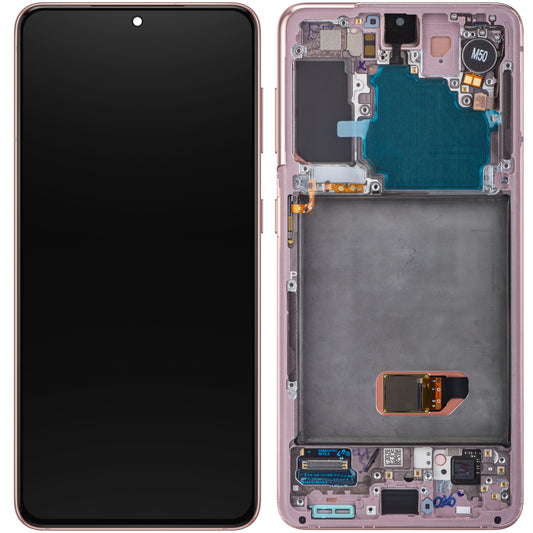 Zaslon s dodirnim ekranom Samsung Galaxy S21 5G G991, s okvirom, rozi, paket za servis GH82-27255D