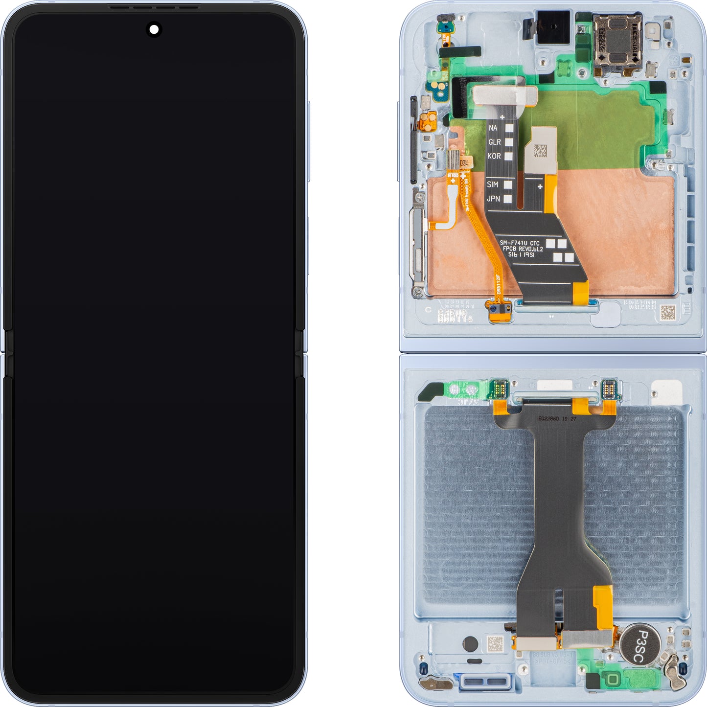 Display sa Touchscreen-om Samsung Galaxy Z Flip6 F741, sa Ramom, Sub Inner, Plavi, Service Pack GH82-35014C