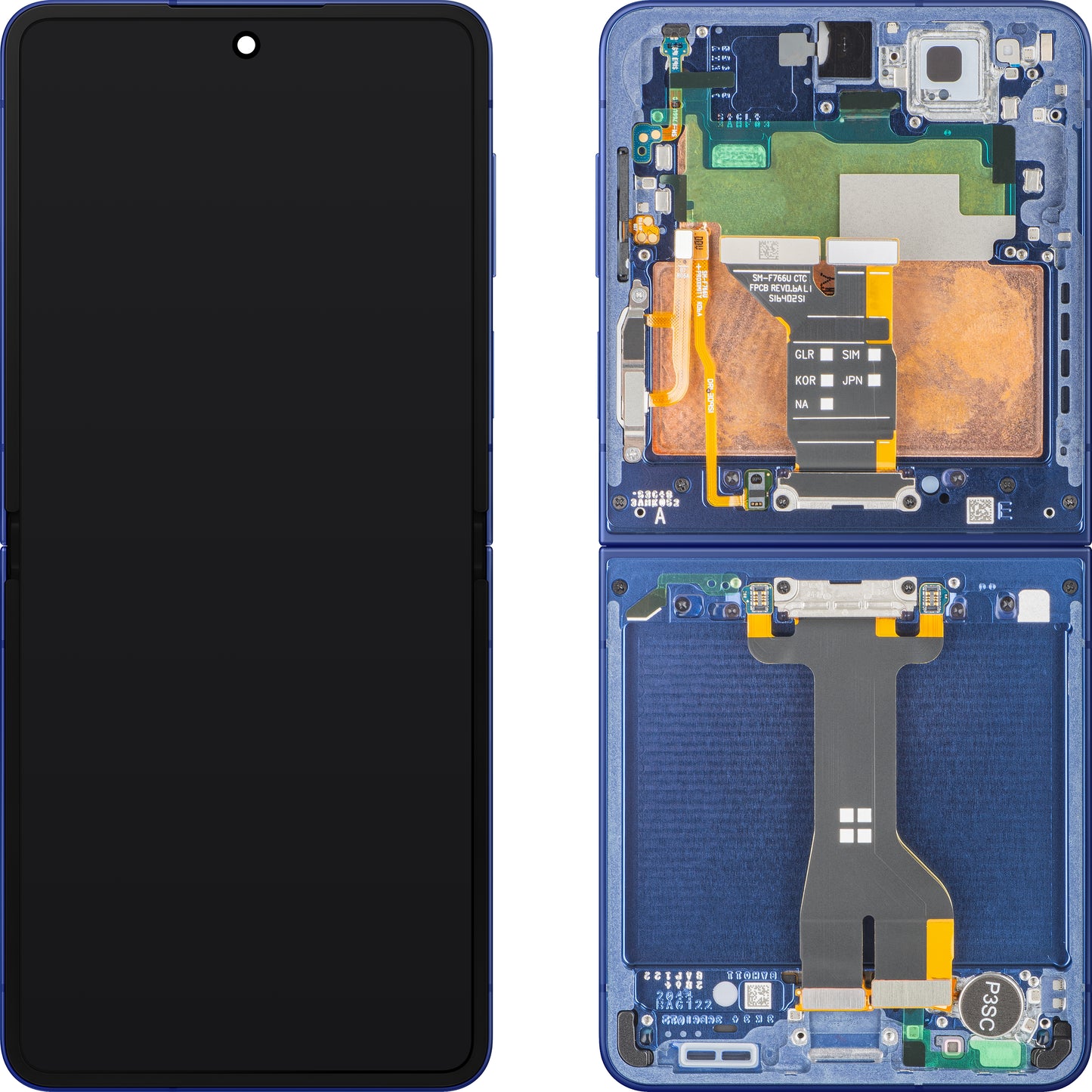 Display sa Touchscreenom Samsung Galaxy Z Flip7 F766, Sa Ramom, Pod Inner, Plavi (Blue Shadow), Service Pack GH82-37581A