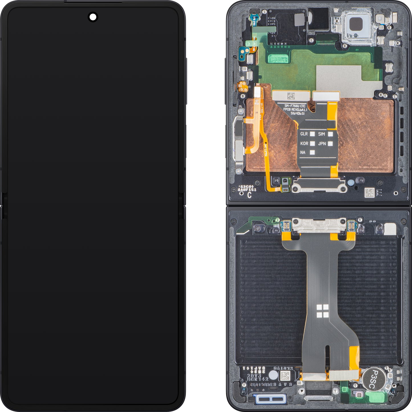 Display sa Touchscreenom Samsung Galaxy Z Flip7 F766, Sa Ramom, Ispod Inner, Crni (Jet Black), Service Pack GH82-37581C