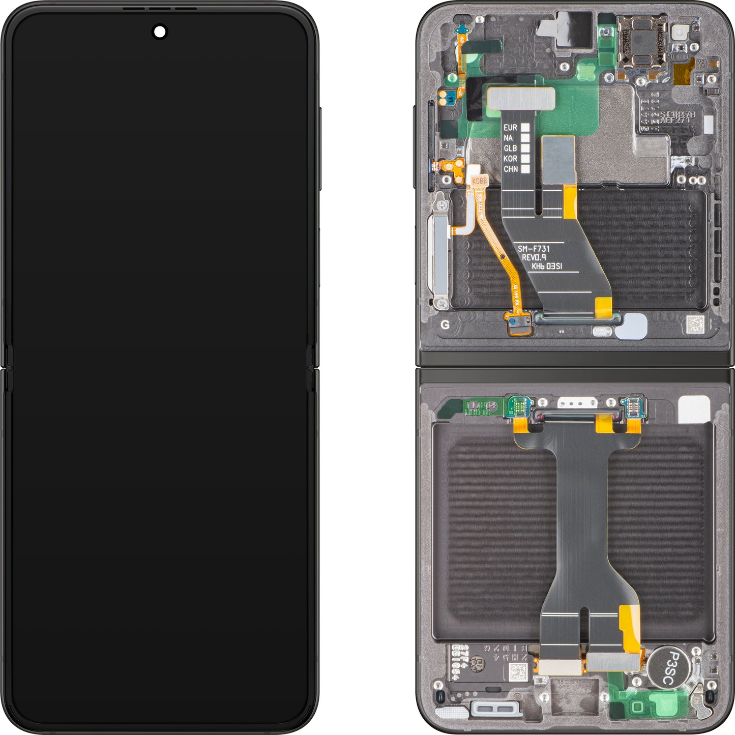 Display sa Touchscreenom Samsung Galaxy Z Flip5 F731, sa Ramom, Sub Inner, Sivi, Service Pack GH82-31827E