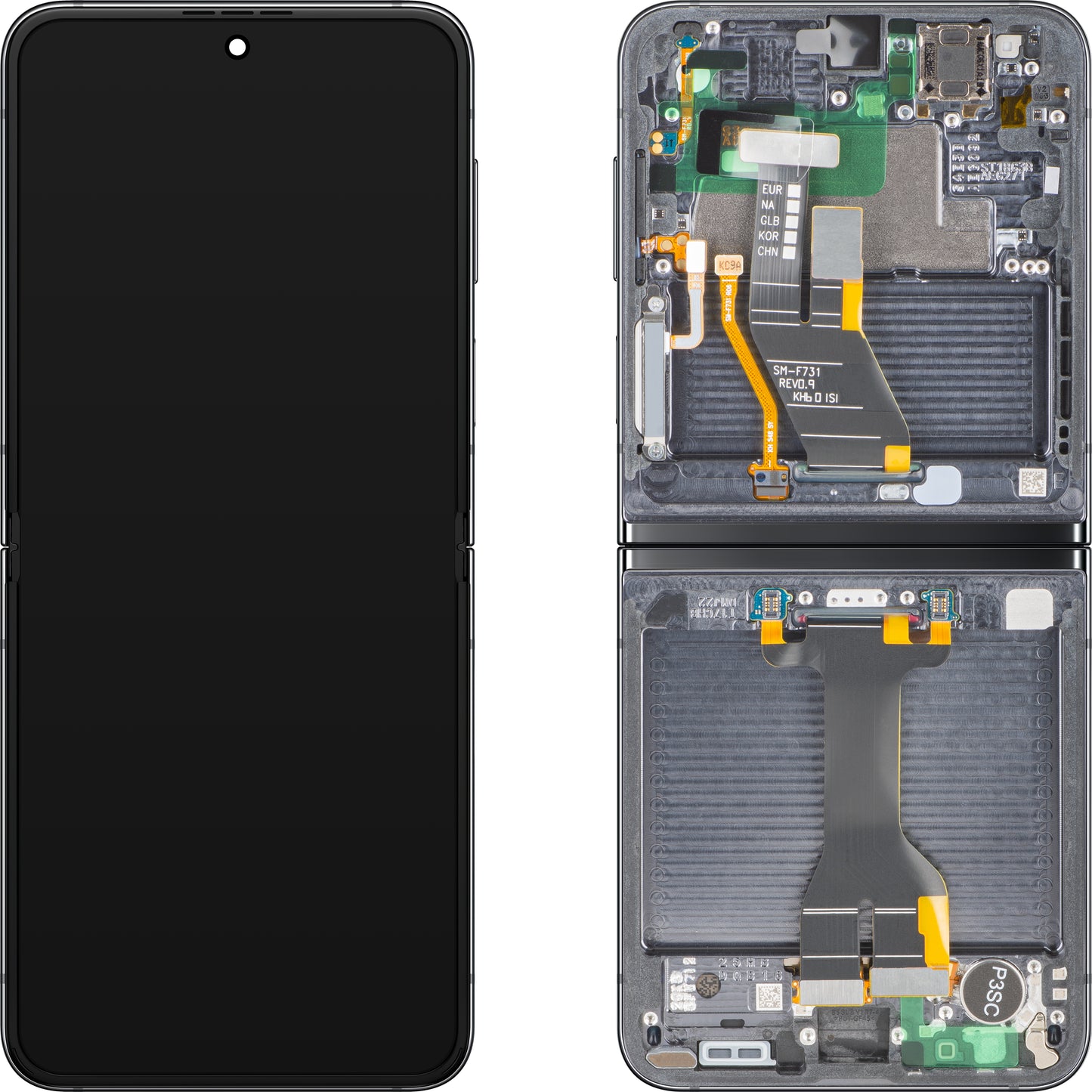 Display sa Touchscreen-om Samsung Galaxy Z Flip5 F731, sa Ramom, Sub Inner, Sivi (Graphite), Service Pack GH82-31827A