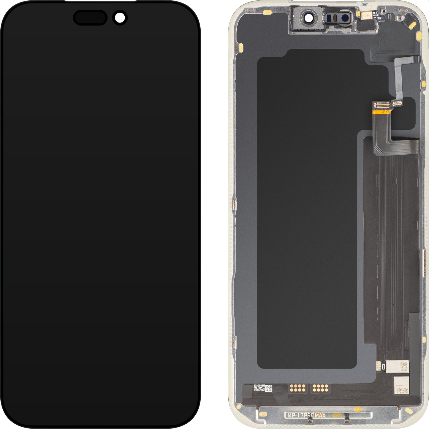 Ekran sa Touchscreen-om i Senzorom Blizine Svetlosti MP kompatibilan sa Apple iPhone 17 Pro Max, sa Ramom, Verzija Soft OLED FHD 120Hz Dijagnostika, Crna