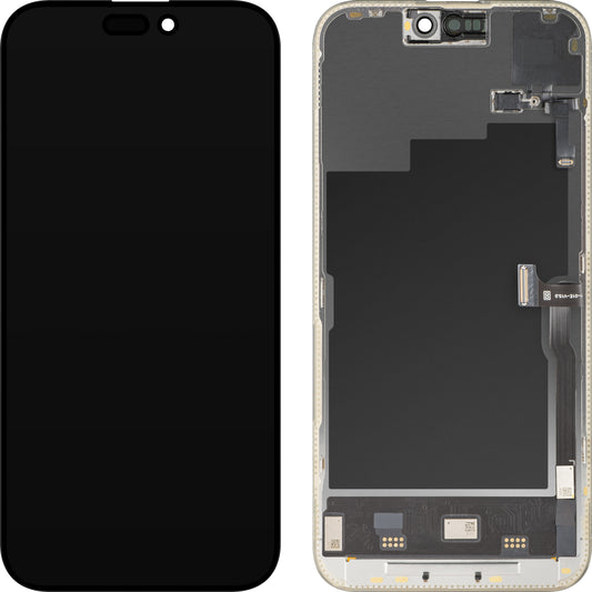 Ekran sa Touchscreen-om i Senzorom Blizine MP kompatibilan sa Apple iPhone 15 Pro Max, sa Ramom, Verzija Soft OLED FHD 120Hz Dijagnostika, Crna