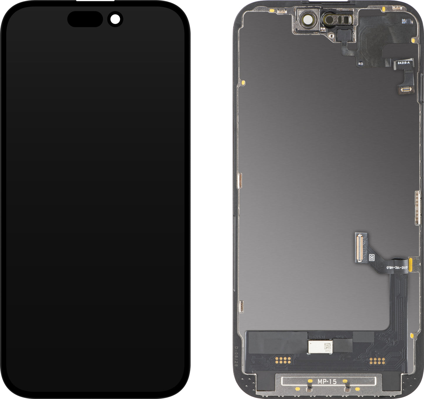 Ekran sa Touchscreen-om i Senzorom Blizine MP kompatibilan sa Apple iPhone 15, sa Ramom, Verzija Soft OLED FHD Dijagnostika, Crna
