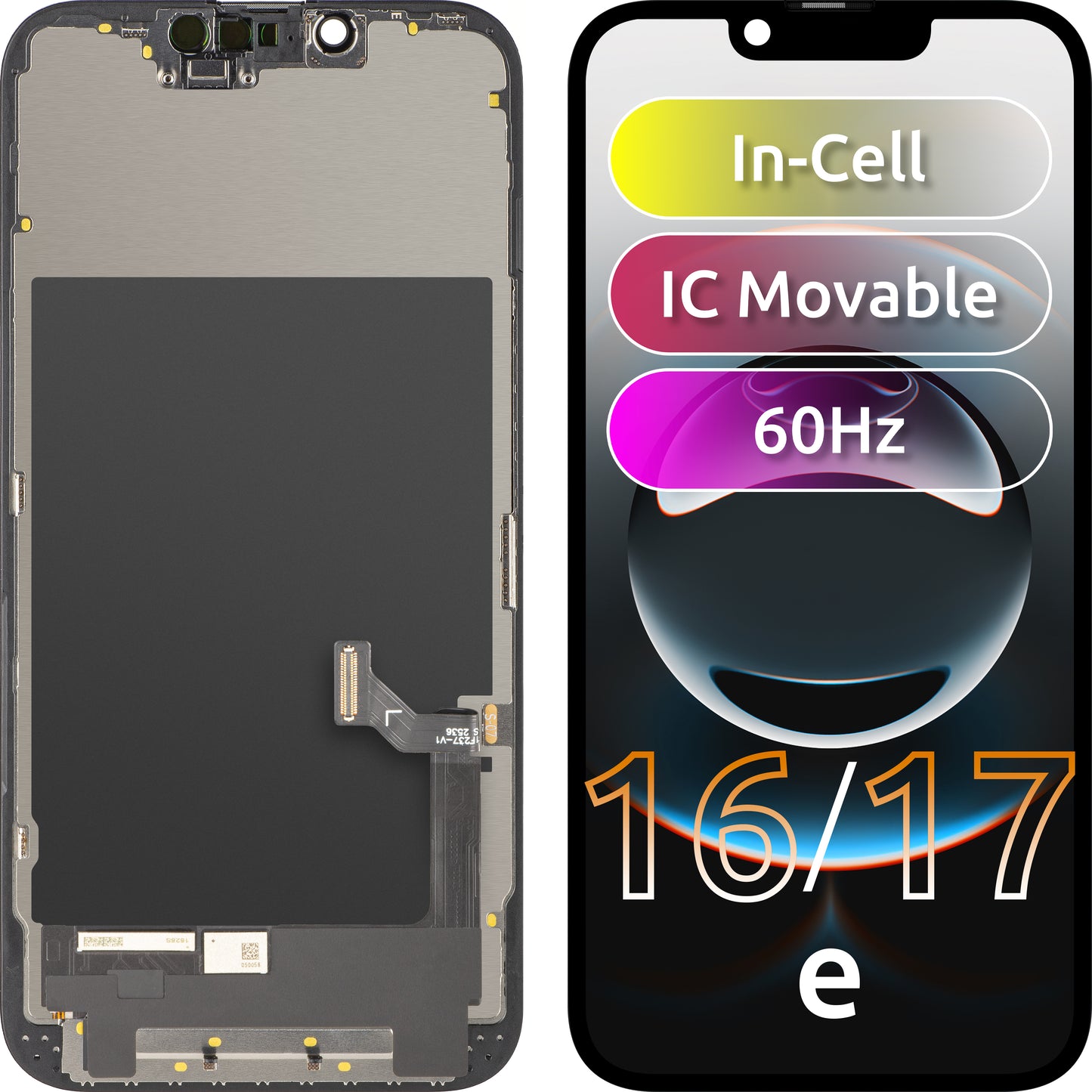Ekran sa Touchscreen ZY za Apple iPhone 17e / 16e, sa Ramom, Verzija LCD In-Cell IC Movable, Crna