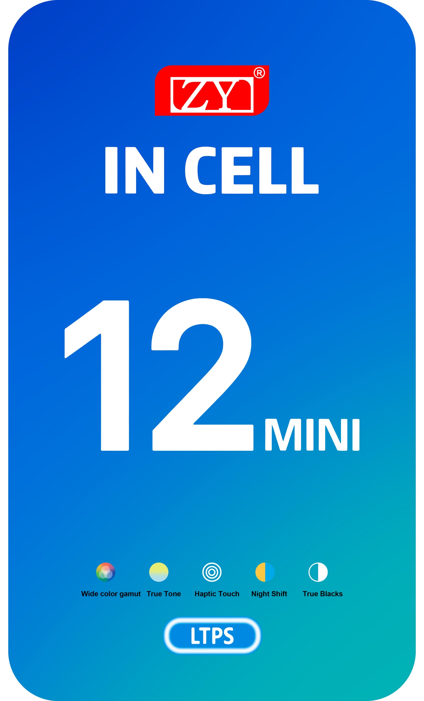 Display sa Touchscreenom ZY za Apple iPhone 12 mini, sa Ramom, LCD In-Cell Verzija, Crni