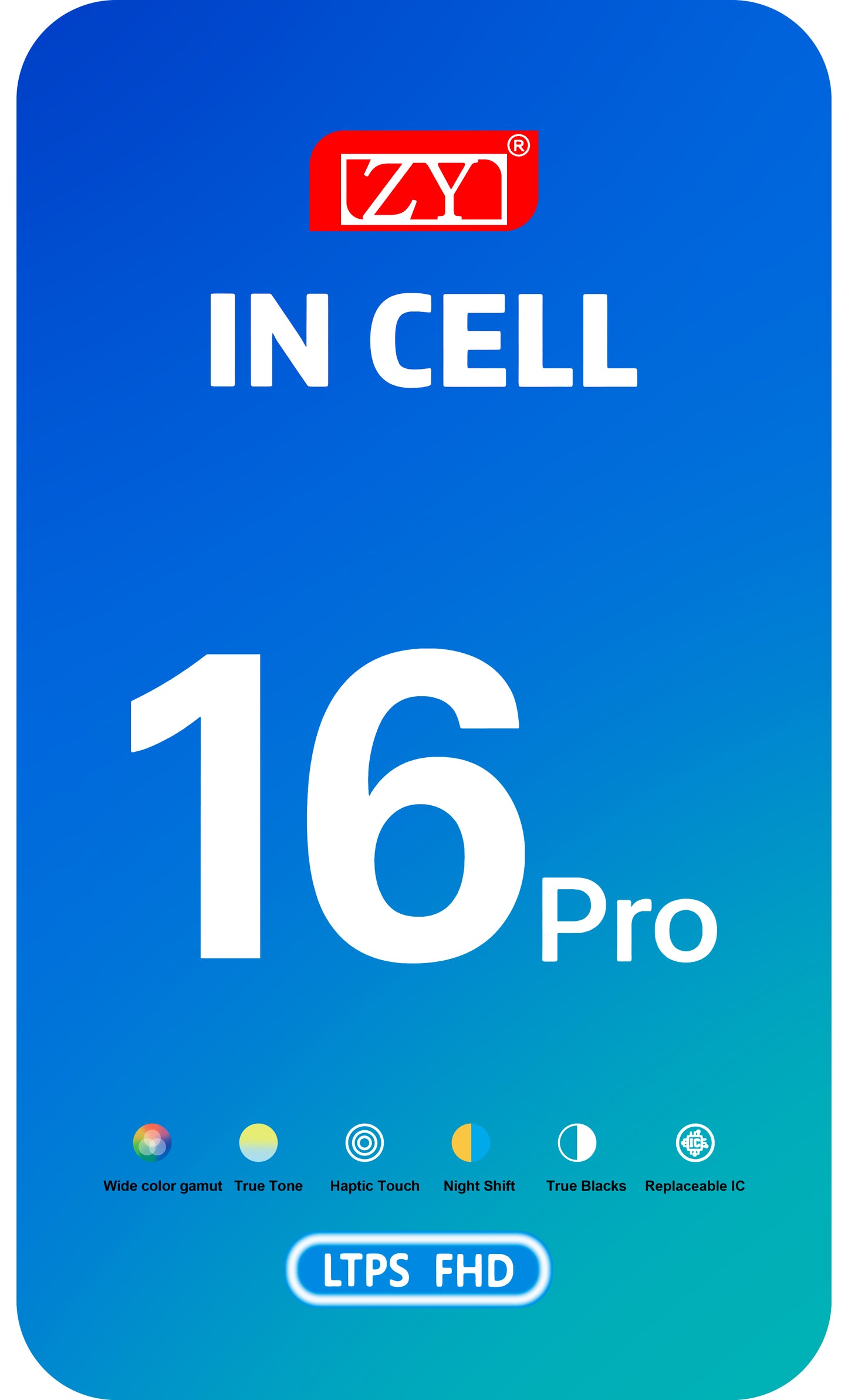 Display sa Touchscreenom ZY za Apple iPhone 16 Pro, sa Ramom, LCD In-Cell IC Movable verzija, Crni