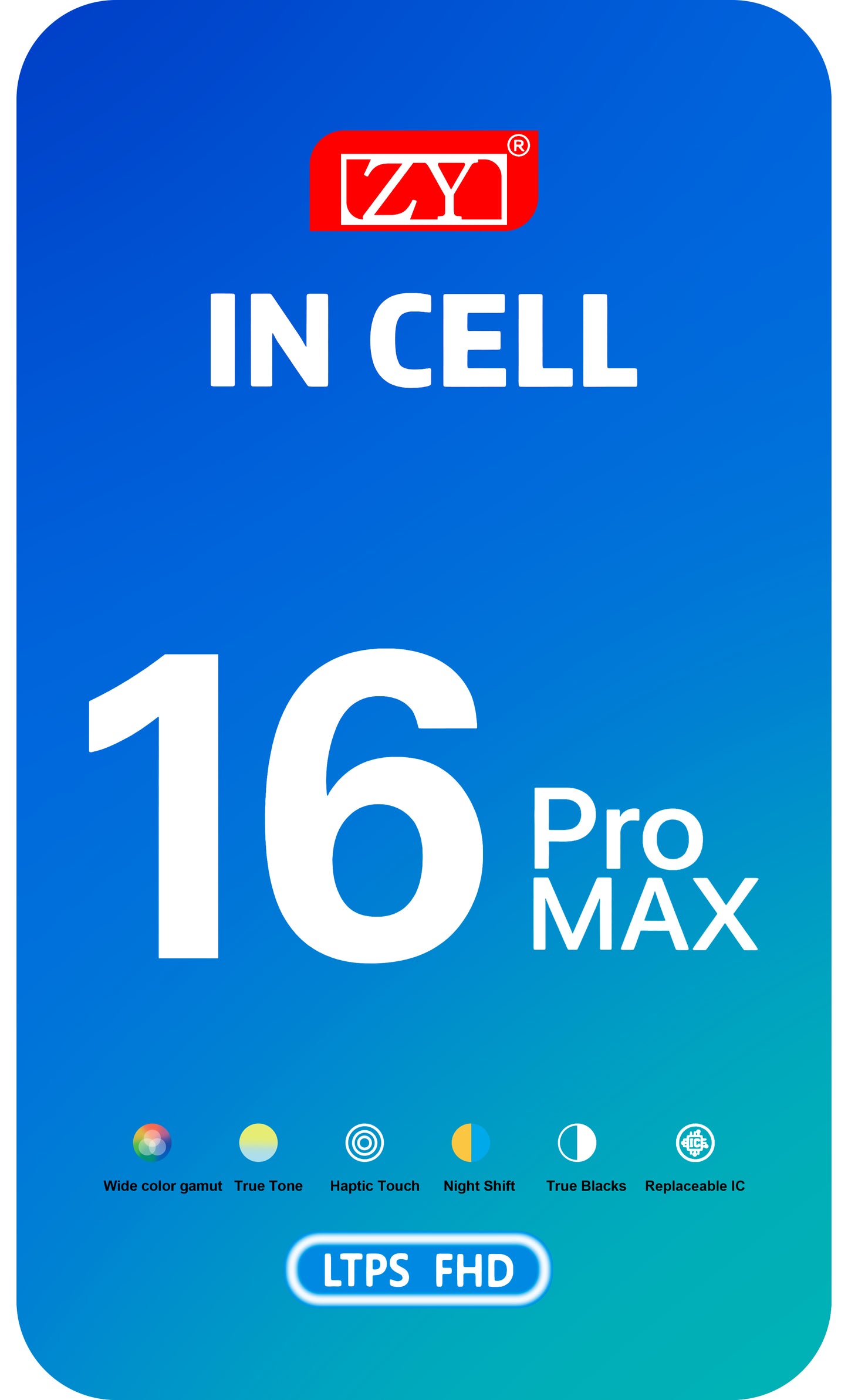Ekran sa dodirnim ekranom ZY za Apple iPhone 16 Pro Max, sa ramom, LCD In-Cell IC Movable verzija, Crni