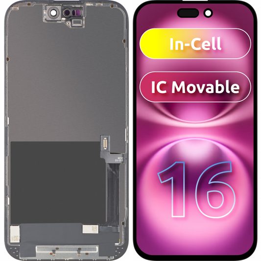 Ekran sa dodirnim ekranom ZY za Apple iPhone 16, sa ramom, LCD In-Cell IC Movable verzija, Crni