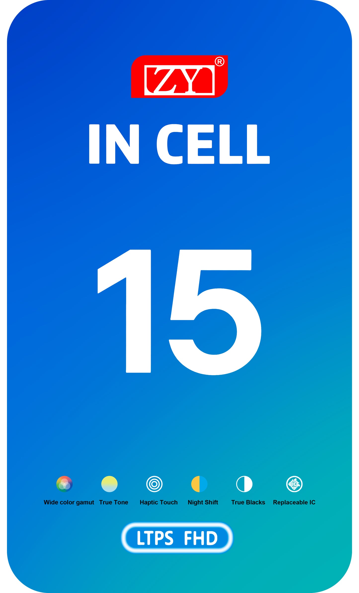 Display sa Touchscreenom ZY za Apple iPhone 15, sa Ramom, LCD In-Cell IC Movable verzija, Crni