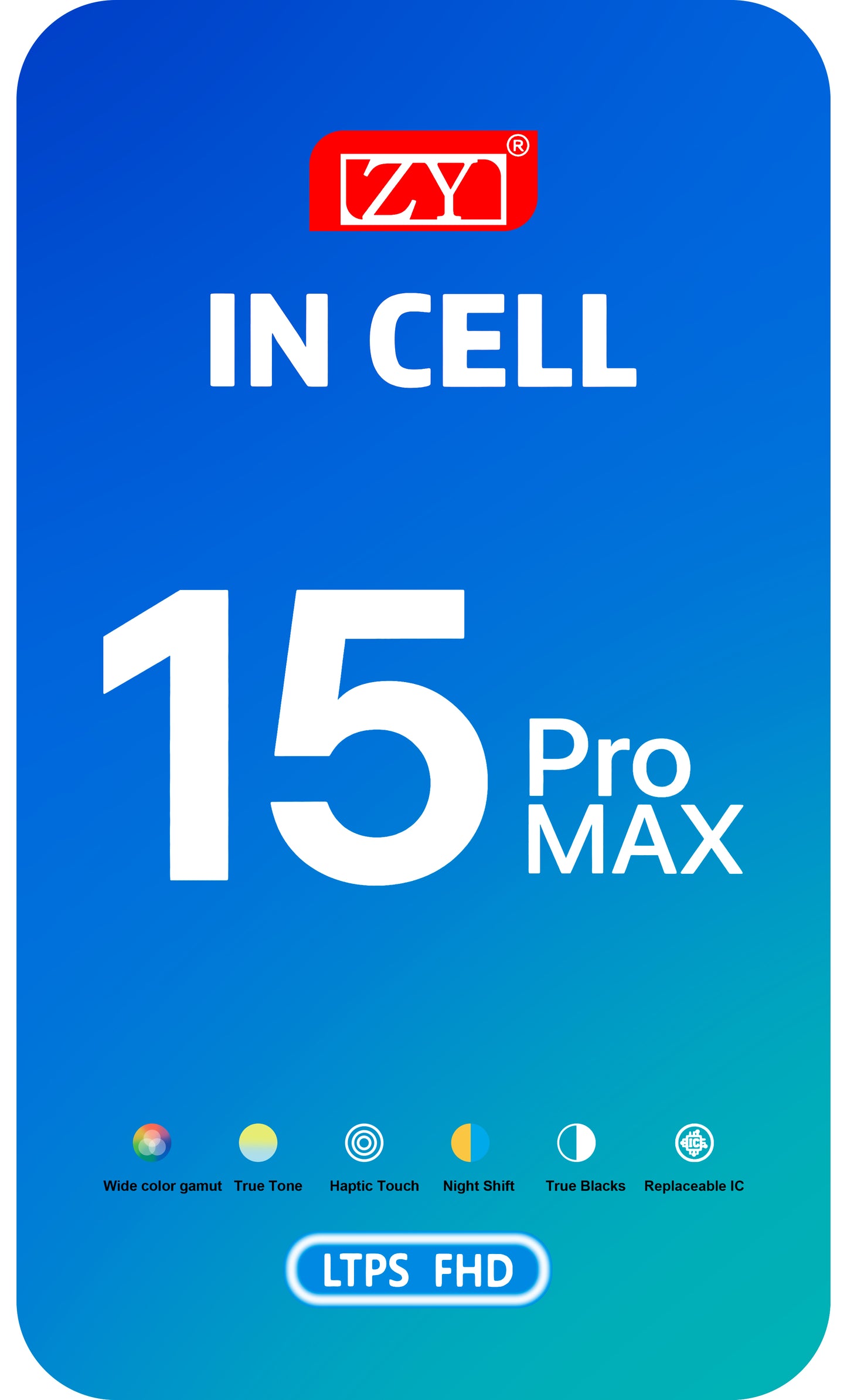 Display sa Touchscreenom ZY za Apple iPhone 15 Pro Max, sa Ramom, LCD In-Cell IC Movable verzija, Crni