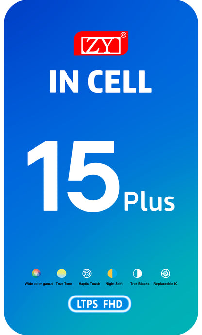 Ekran sa dodirnim ekranom ZY za Apple iPhone 15 Plus, sa ramom, LCD In-Cell IC Movable verzija, Crni