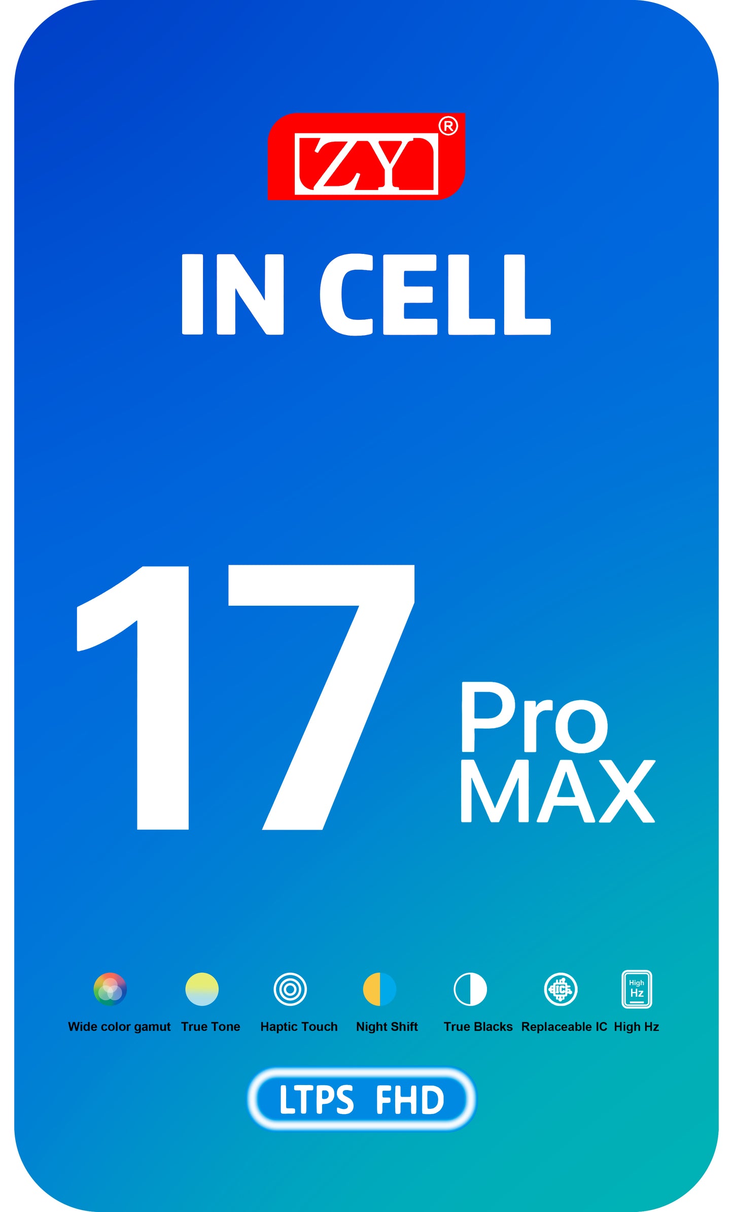 Ekran sa dodirnim ekranom ZY za Apple iPhone 17 Pro Max, sa ramom, LCD In-Cell IC Movable verzija, Crni