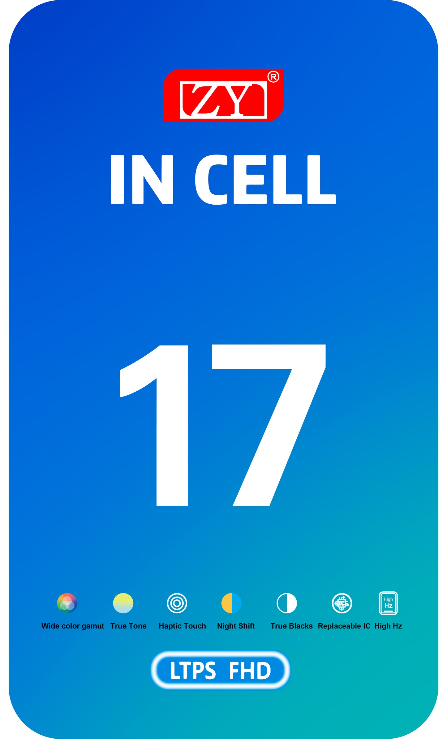 Ekran sa dodirnim ekranom ZY za Apple iPhone 17, sa okvirom, LCD In-Cell IC Movable verzija, Crni