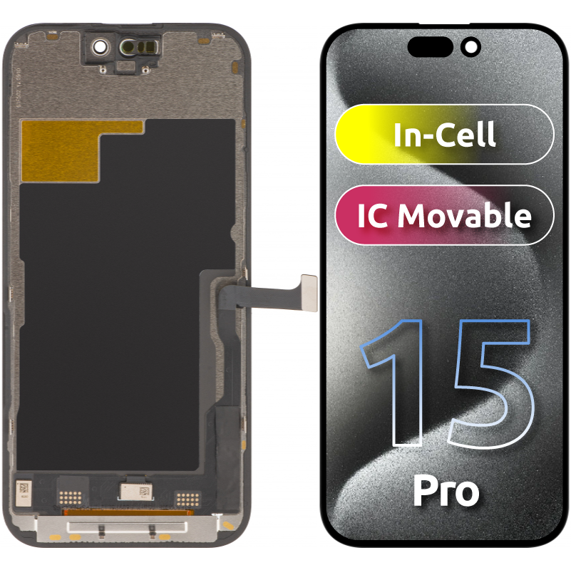 Ekran sa Touchscreen ZY za Apple iPhone 15 Pro, sa Ramom, Verzija LCD In-Cell IC Movable, Crna