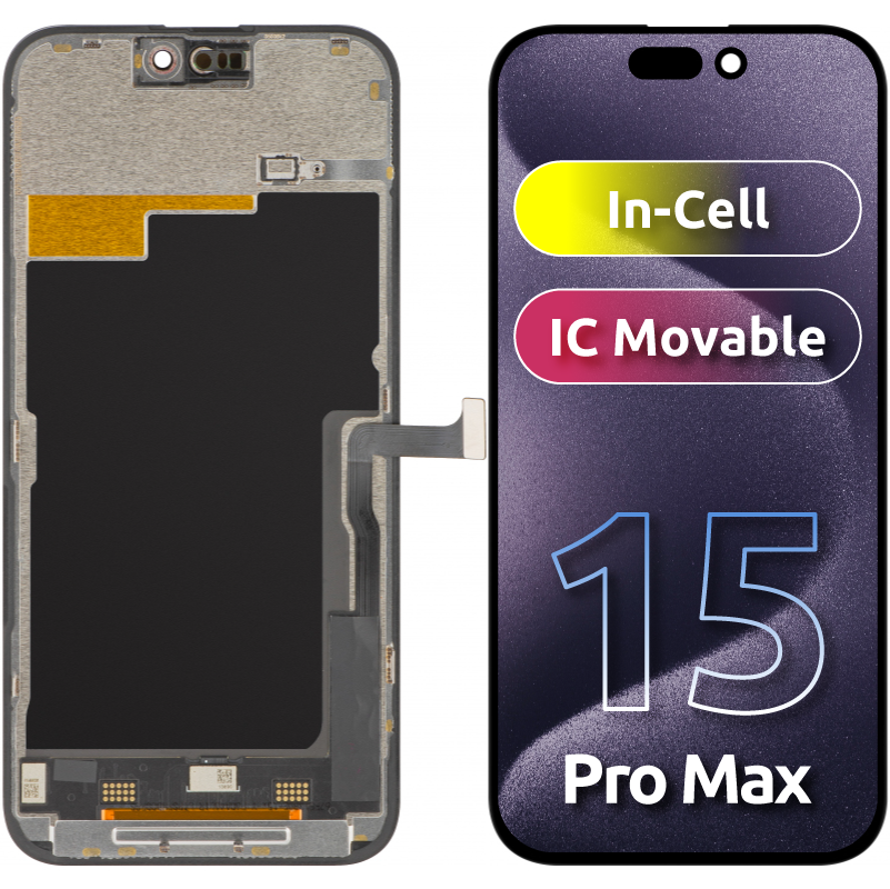 Display sa Touchscreenom ZY za Apple iPhone 15 Pro Max, sa Ramom, LCD In-Cell IC Movable verzija, Crni