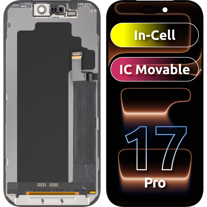 Display sa Touchscreenom ZY za Apple iPhone 17 Pro, sa Ramom, LCD In-Cell IC Movable verzija, Crni