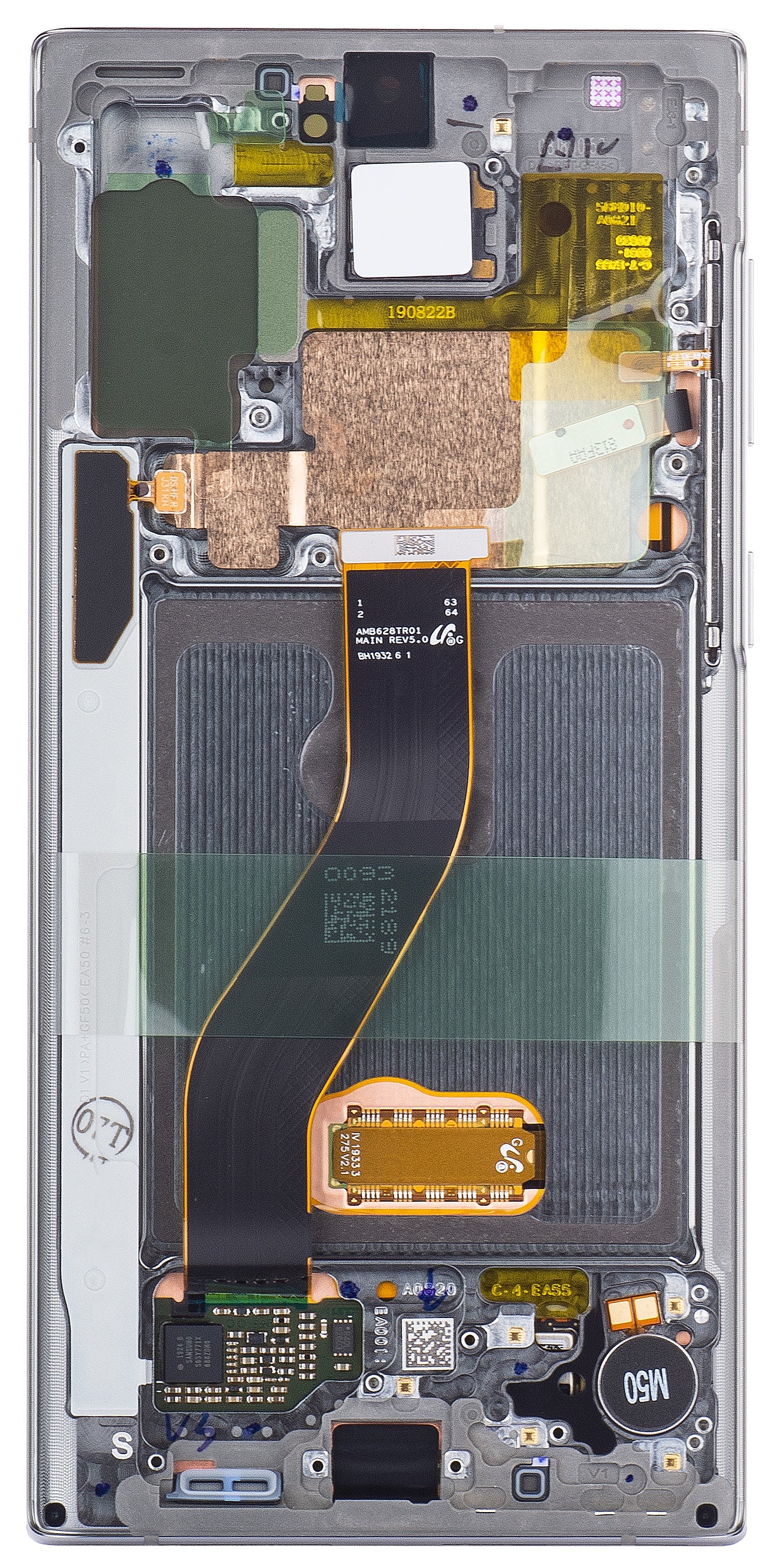Touchscreen Display Samsung Galaxy Note10 N970, with Frame, Silver (Aura White), Service Pack GH82-20818C