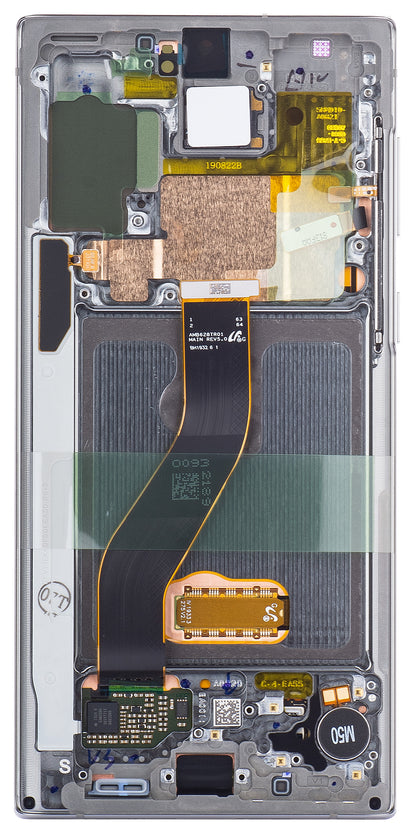 Touchscreen Display Samsung Galaxy Note10 N970, with Frame, Silver (Aura White), Service Pack GH82-20818C