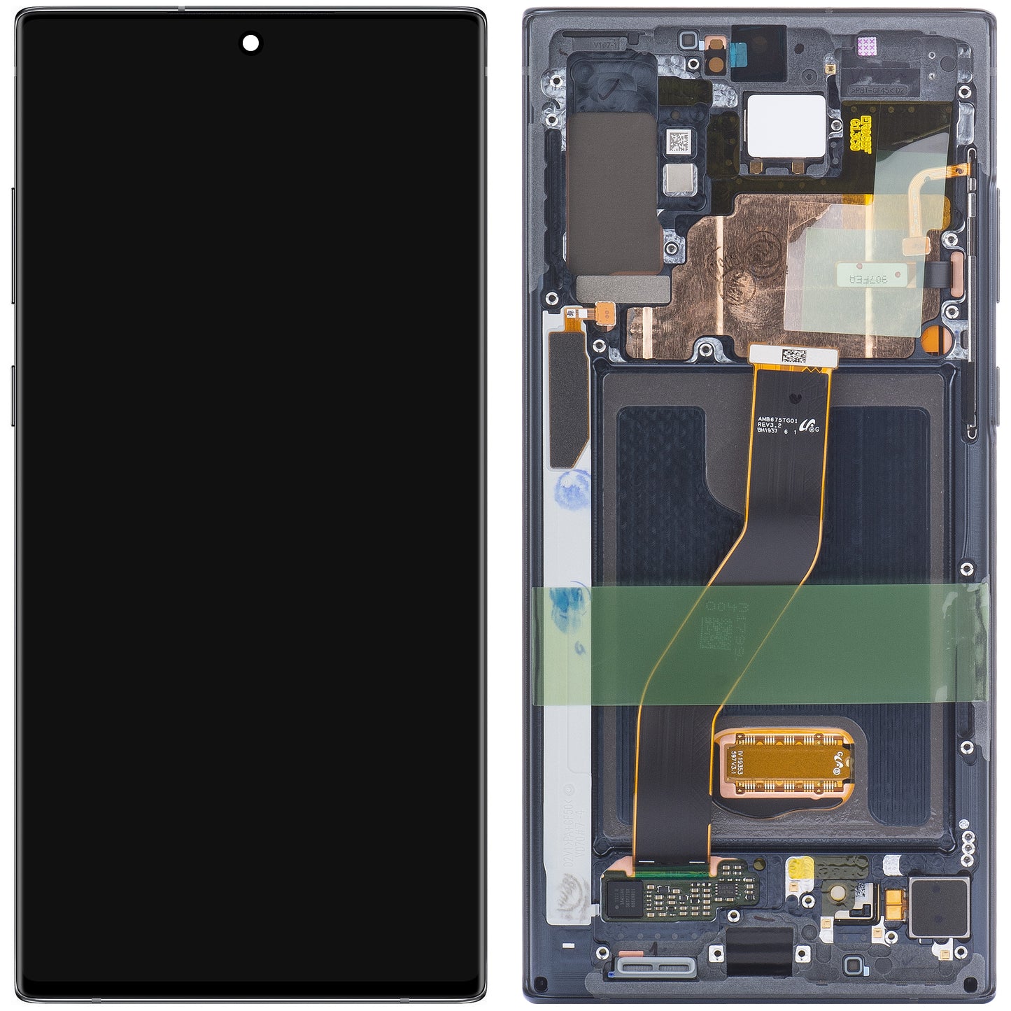 Zaslon s dodirnim ekranom Samsung Galaxy Note 10+ 5G N976 / Note 10+ N975, s okvirom, crni (Aura Black), paket za servis GH82-20838A