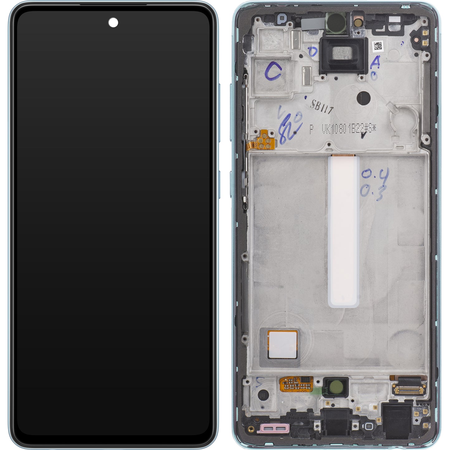 Zaslon s dodirnim ekranom Samsung Galaxy A52 5G A526 / A52 A525, s okvirom, plavi, paket za servis GH82-25524B