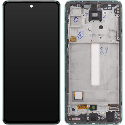 Zaslon s dodirnim ekranom Samsung Galaxy A52s 5G A528, s okvirom, zelene boje, servisni paket GH82-26861E