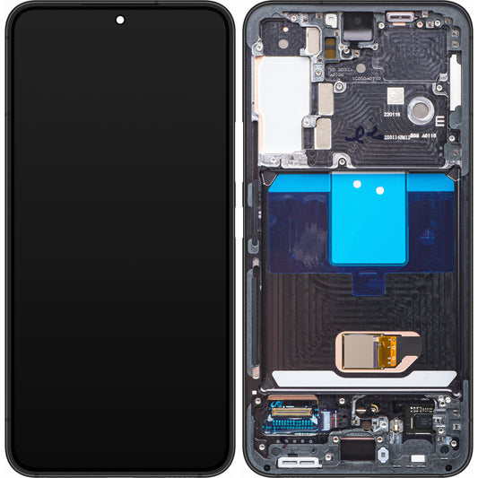 Zaslon s dodirnim ekranom Samsung Galaxy S22 5G S901, s okvirom, crni, paket za servis GH82-27521A