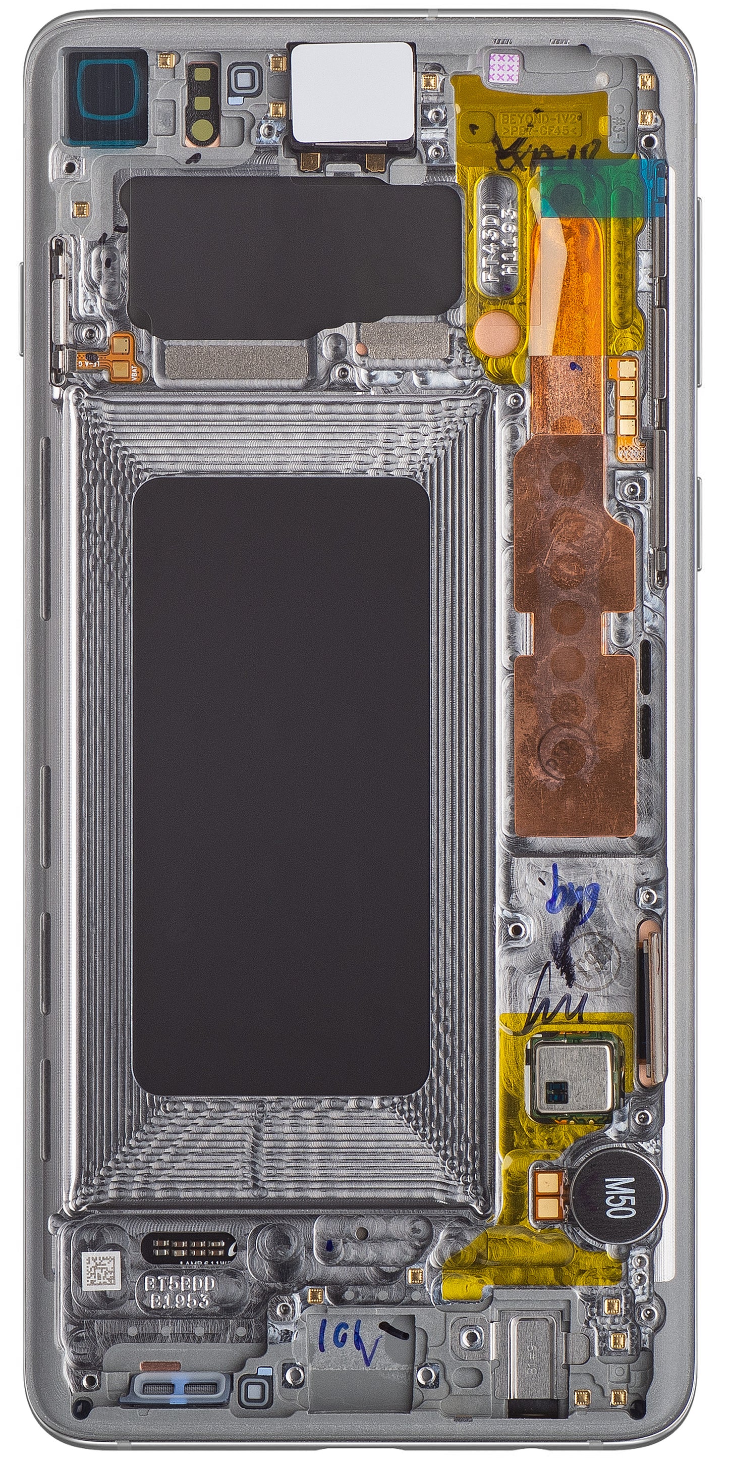 Samsung Galaxy Galaxy S10 G973 Touchscreen Display with Frame, Silver, Service Pack GH82-18850G