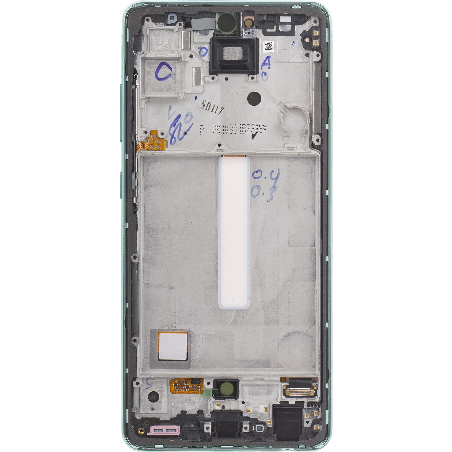 Zaslon s dodirnim ekranom Samsung Galaxy A52s 5G A528, s okvirom, zelene boje, servisni paket GH82-26861E