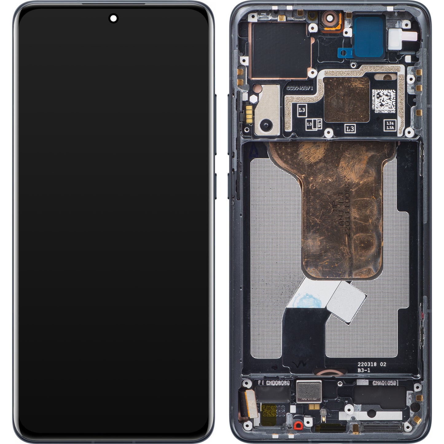 Ekran sa dodirnim ekranom Xiaomi 12S / 12X / 12, sa okvirom, sivi, Service Pack 5600030L3A00