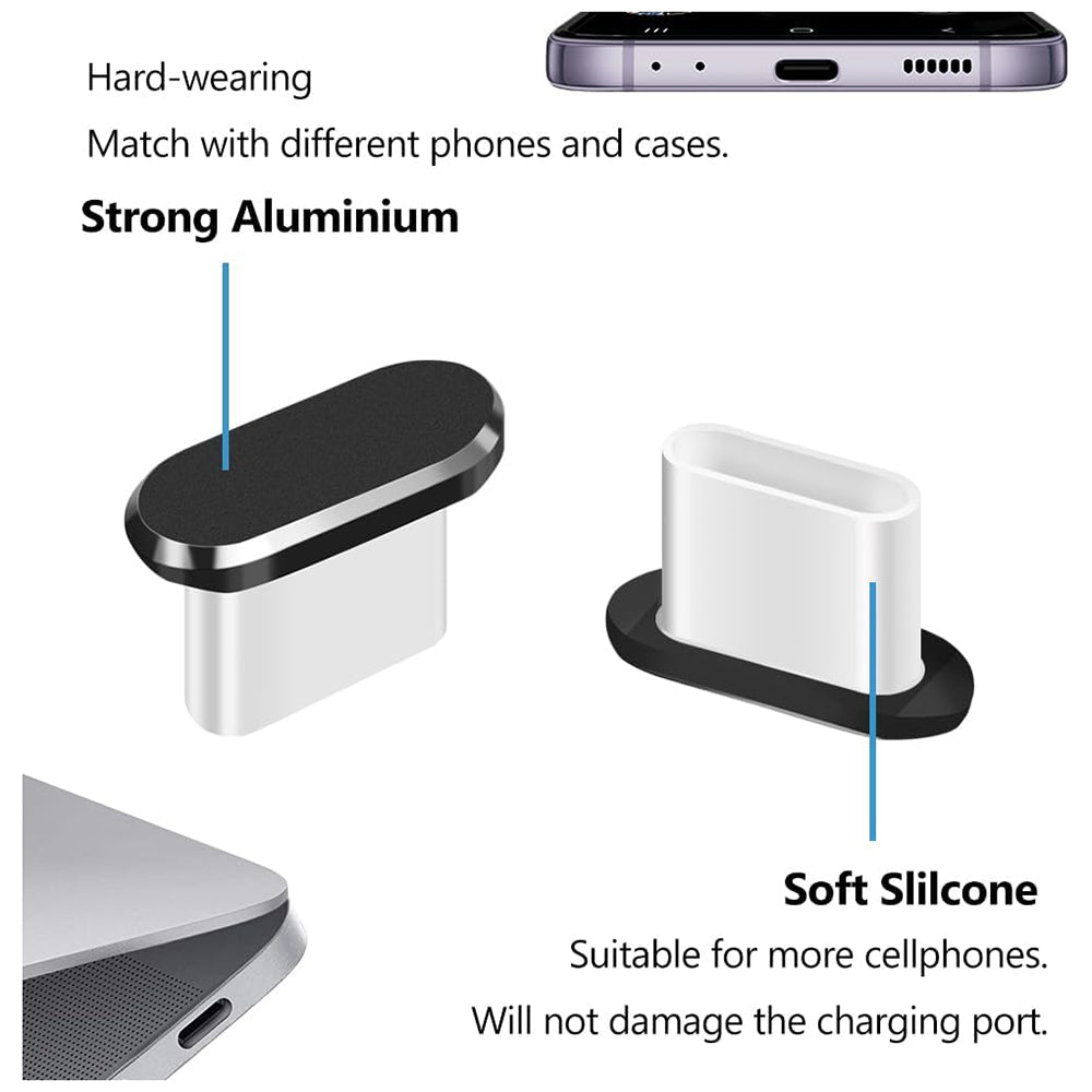 Čep protiv prašine za port telefona Techsuit AD1, USB-C, Set 4 komada, Crna