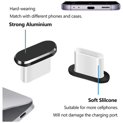 Čep protiv prašine za port telefona Techsuit AD1, USB-C, Set 4 komada, Crna