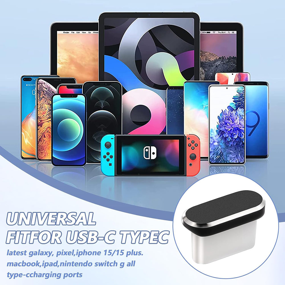 Čep protiv prašine za port telefona Techsuit AD1, USB-C, Set 4 komada, Crna