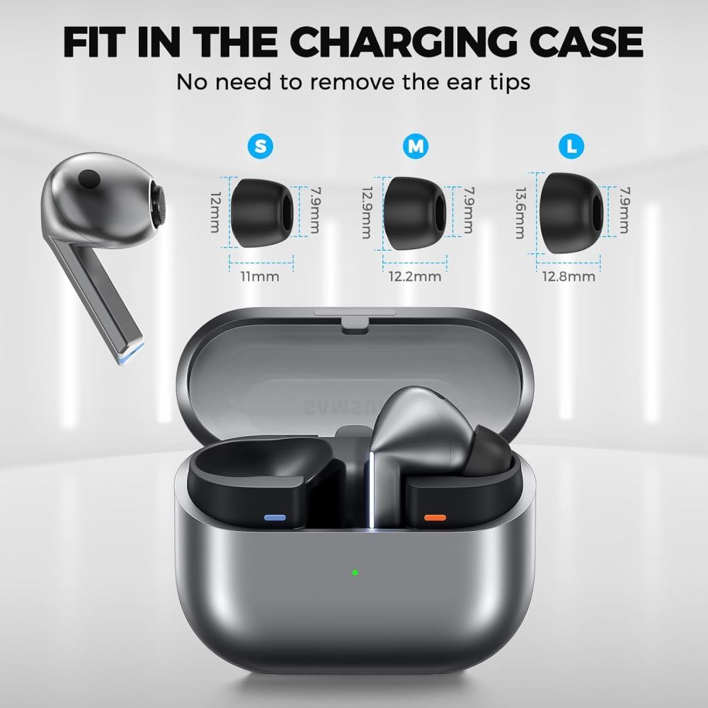 Čepovi Tech-Protect za Samsung Galaxy Buds3 Pro, Veličina S / M / L, Crni