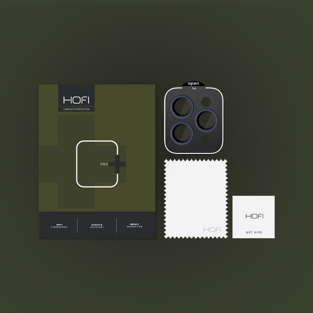 Zaštitna folija za stražnju kameru HOFI CamRing PRO+ za Apple iPhone 15 Pro Max / 15 Pro, Kaljeno staklo, Tamnoplava