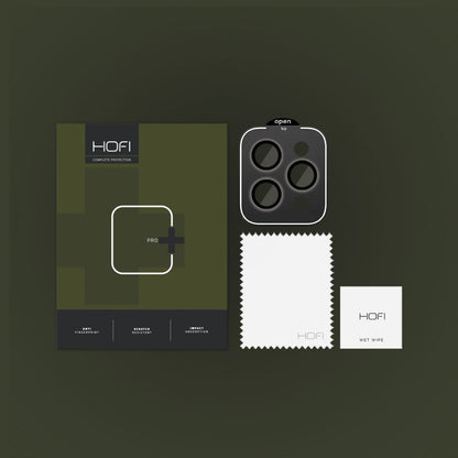 Zaštitna folija za zadnju kameru HOFI CamRing PRO+ za Apple iPhone 15 Pro Max / 15 Pro, Kaljeno staklo, Crna