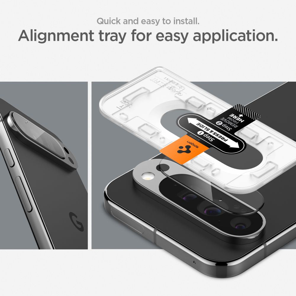 Protective Back Camera Protective Film Spigen EZ FIT for Google Pixel 9 Pro XL, Glass Protected, Set 2 pieces AGL08446 