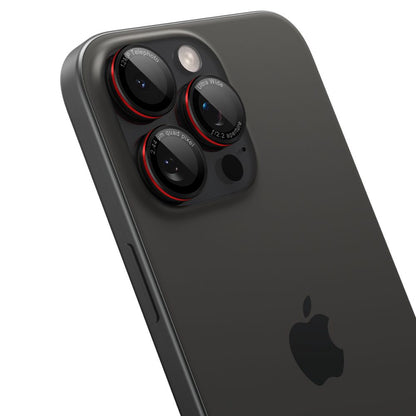 Folija za zaštitu zadnje kamere Spigen EZ FIT za Apple iPhone 16 Pro Max / 16 Pro / 15 Pro Max, Kaljeno staklo, Set od 2 komada, Crna AGL05217