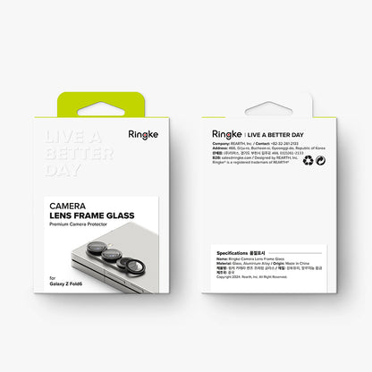 Folija za zaštitu zadnje kamere Ringke za Samsung Galaxy Z Fold6 F956, Kaljeno staklo, Set 2 komada, Crna