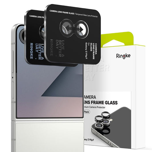 Zaštitna folija za zadnju kameru Ringke za Samsung Galaxy Z Flip7 F766, Kaljeno staklo, Set od 2 komada, Crna