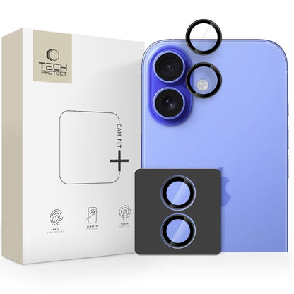 Folija za zaštitu zadnje kamere Tech-Protect CamRing Fit+ za Apple iPhone 17, Kaljeno staklo, Crna