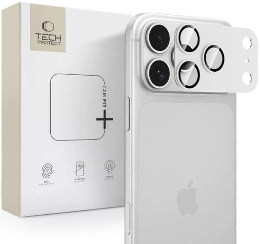 Zaštitna folija za zadnju kameru Tech-Protect CamFull Fit+ za Apple iPhone 18 Pro, Kaljeno staklo, Srebrna